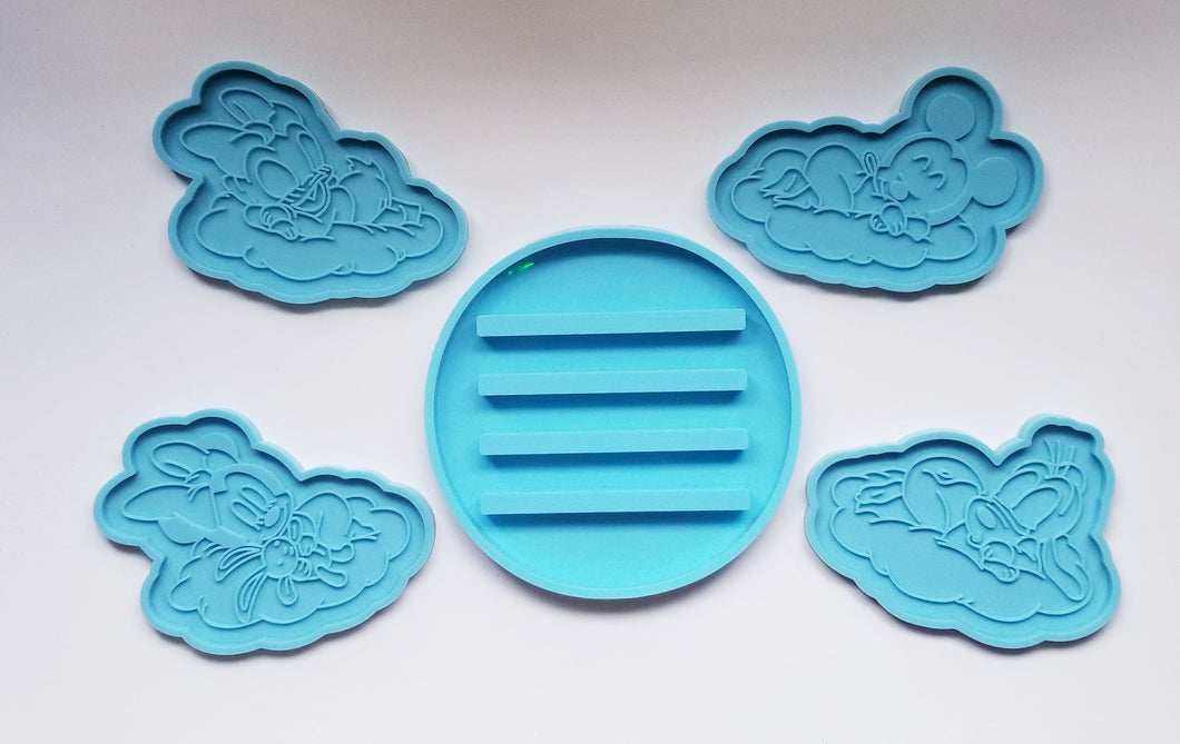 Sleepy baby coaster molds with stand set