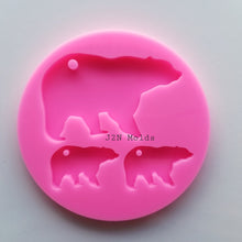 Load image into Gallery viewer, Mama bear baby bear shiny silicone keychain mold
