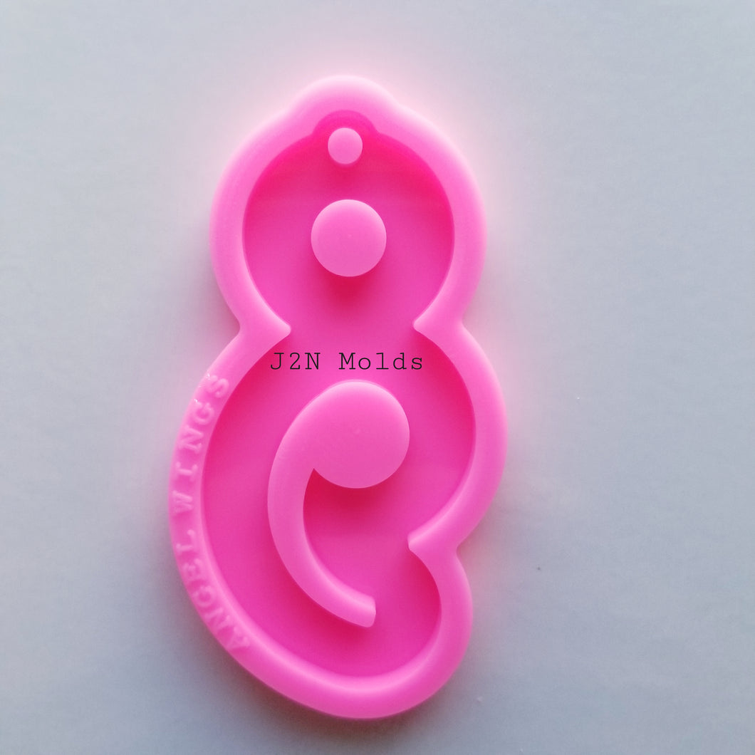 Shiny semi colon keychain mold