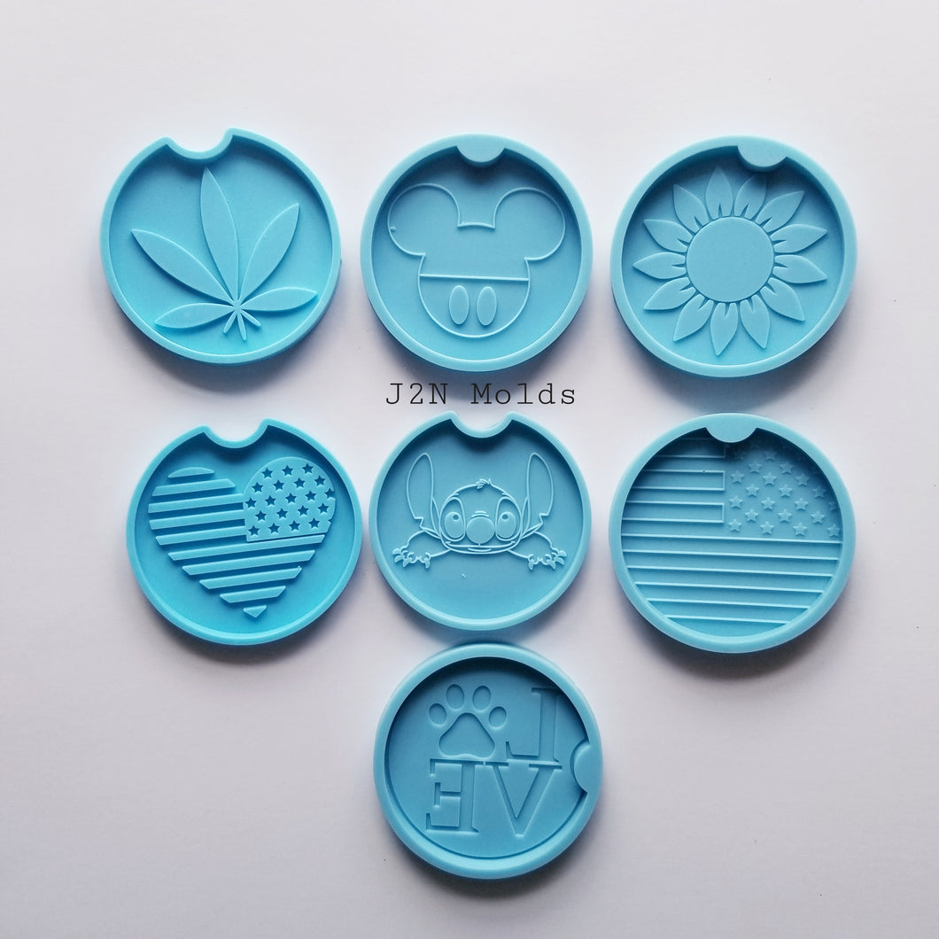 7 different car coaster molds