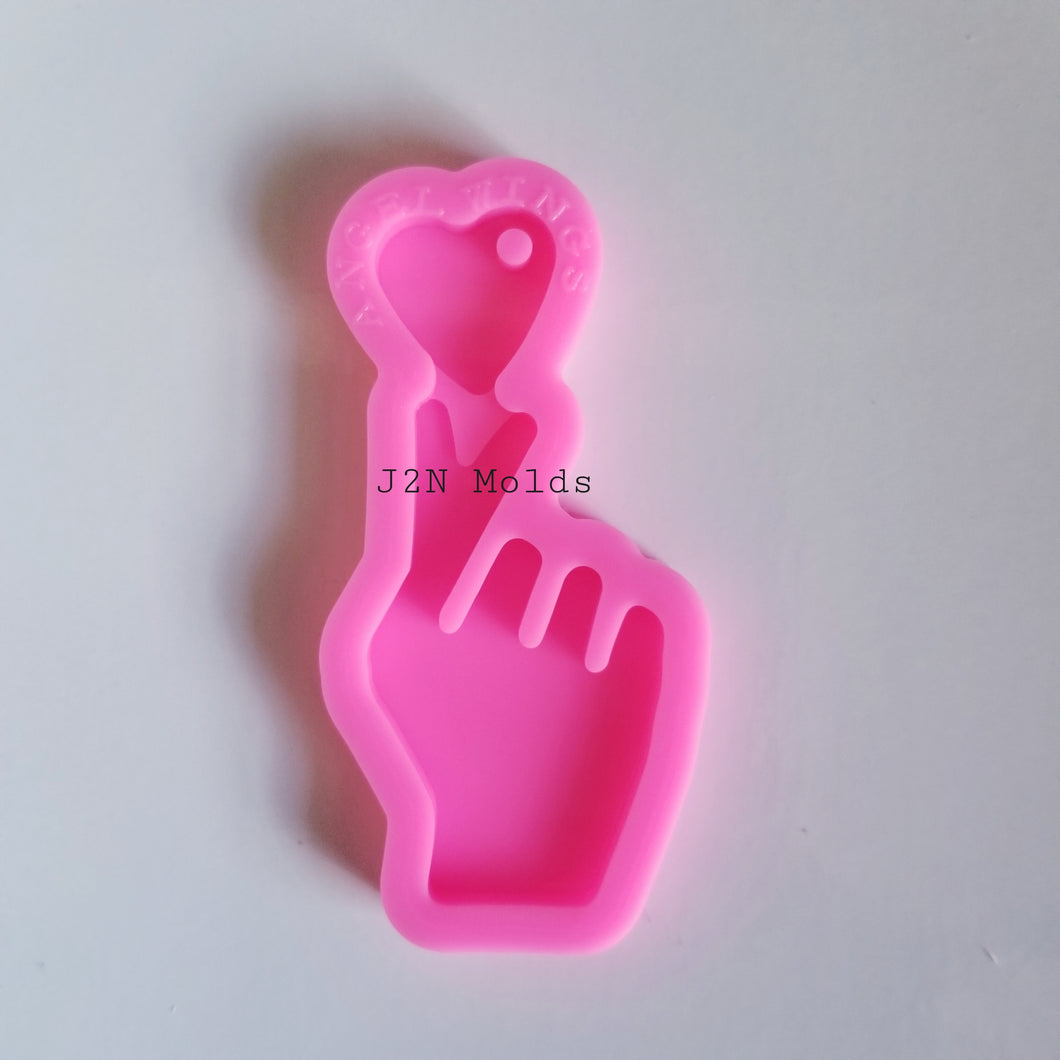 Shiny hand/heart keychain mold