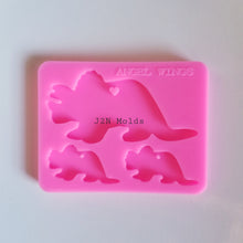 Load image into Gallery viewer, Shiny mama baby triceratops keychain mold
