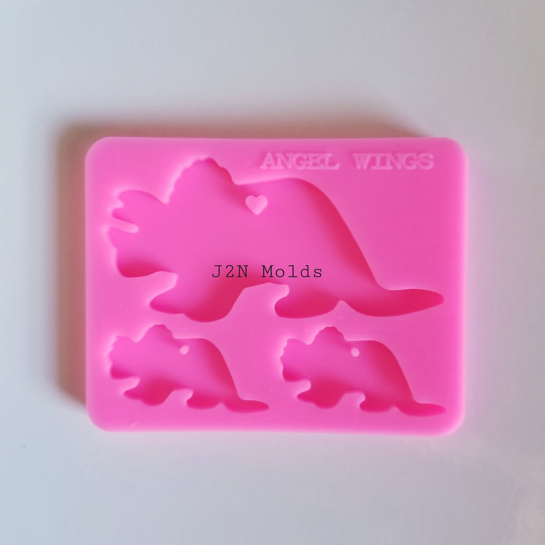 Shiny mama baby triceratops keychain mold