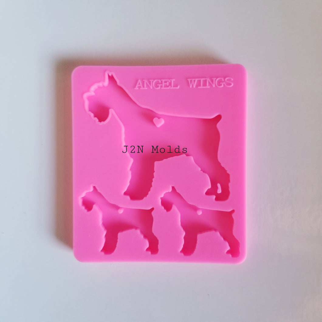 Shiny mama/baby schnauzer keychain mold