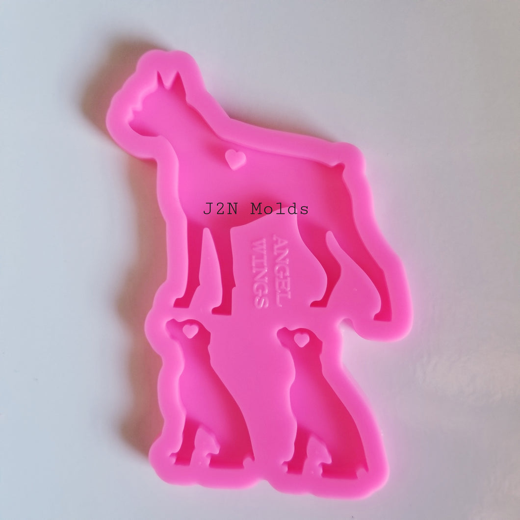 Shiny mama/baby boxer dog keychain mold