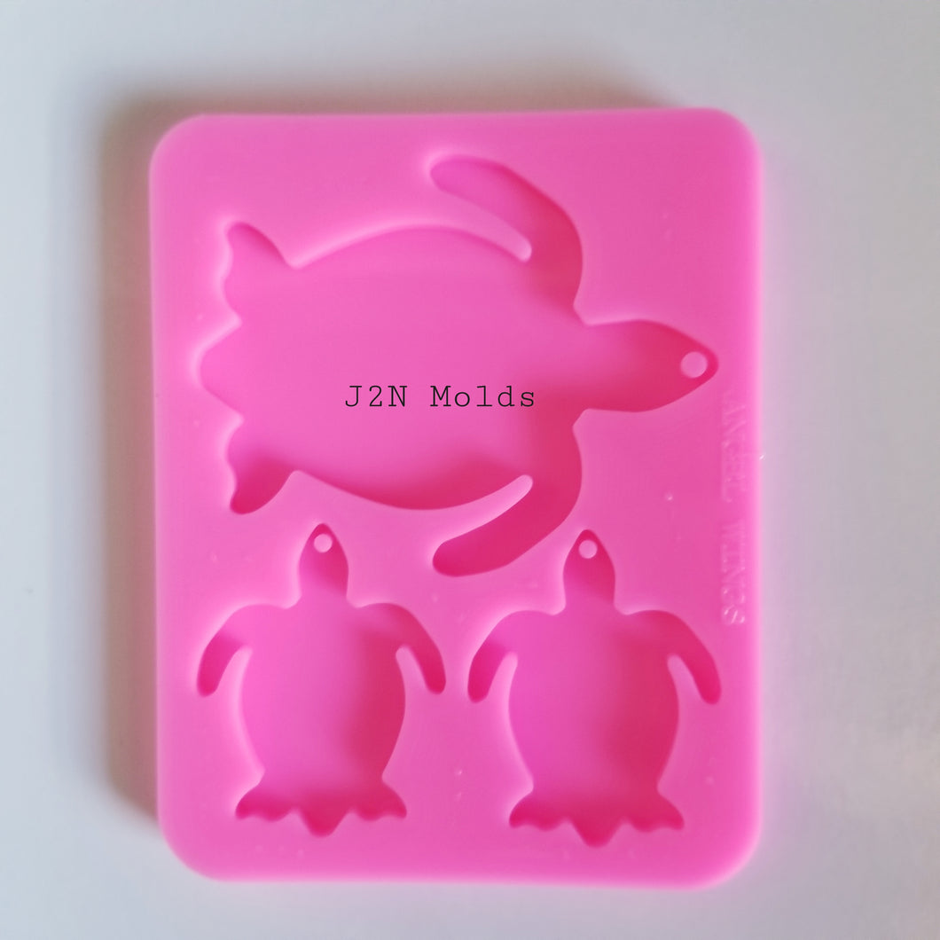 Shiny turtle mama/baby keychain mold