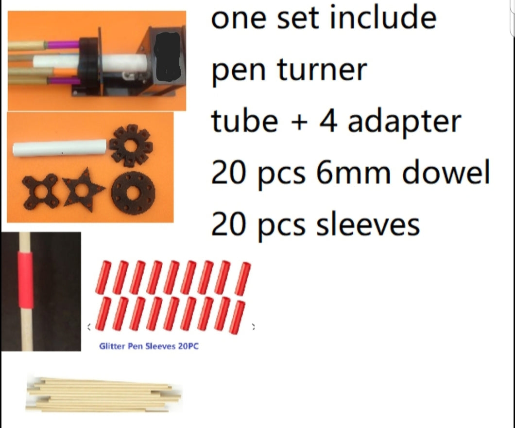 Glitter pen turner adapter kit set